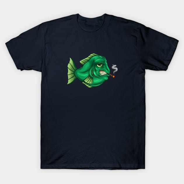 Smoking Fish T-Shirt by Yadoking